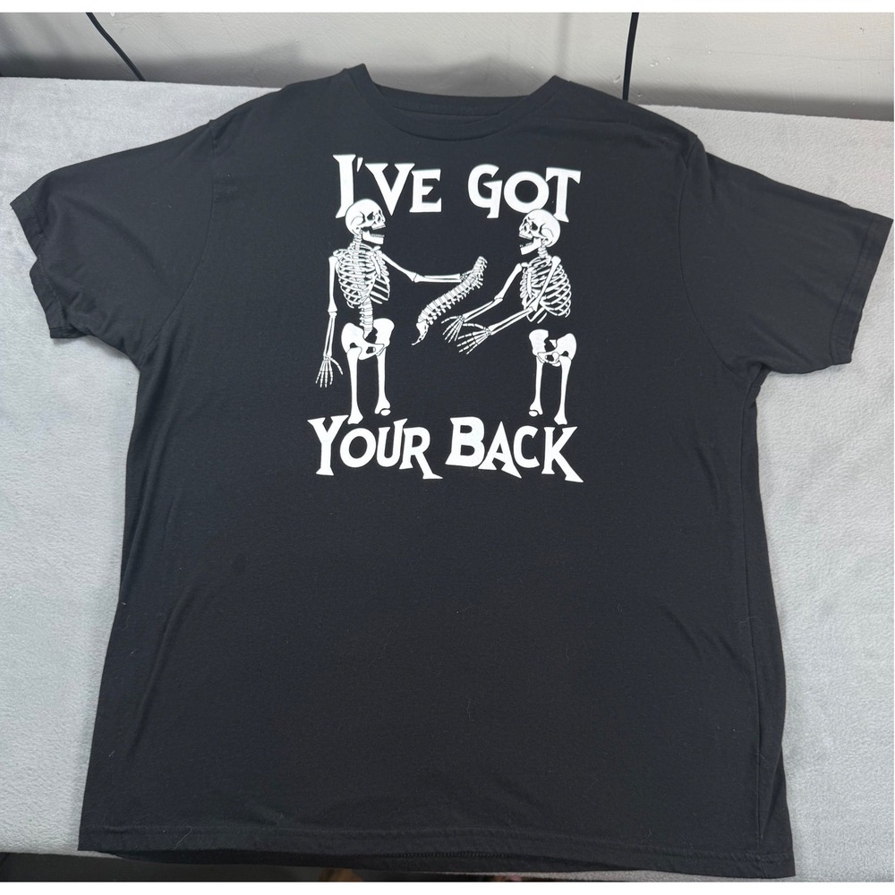 Way To Celebrate Halloween T-Shirt XL Black Skeleton I've Got Your Back Funny